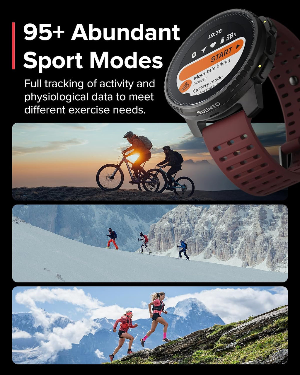 SUUNTO Vertical GPS Adventure Watch, Activity Tracker w/Dual-Band GNSS & Offline Maps, Supports 95+ Sports, Training Metrics & Recovery Insights, Solar Charging Opt. for 1yr Daily Use