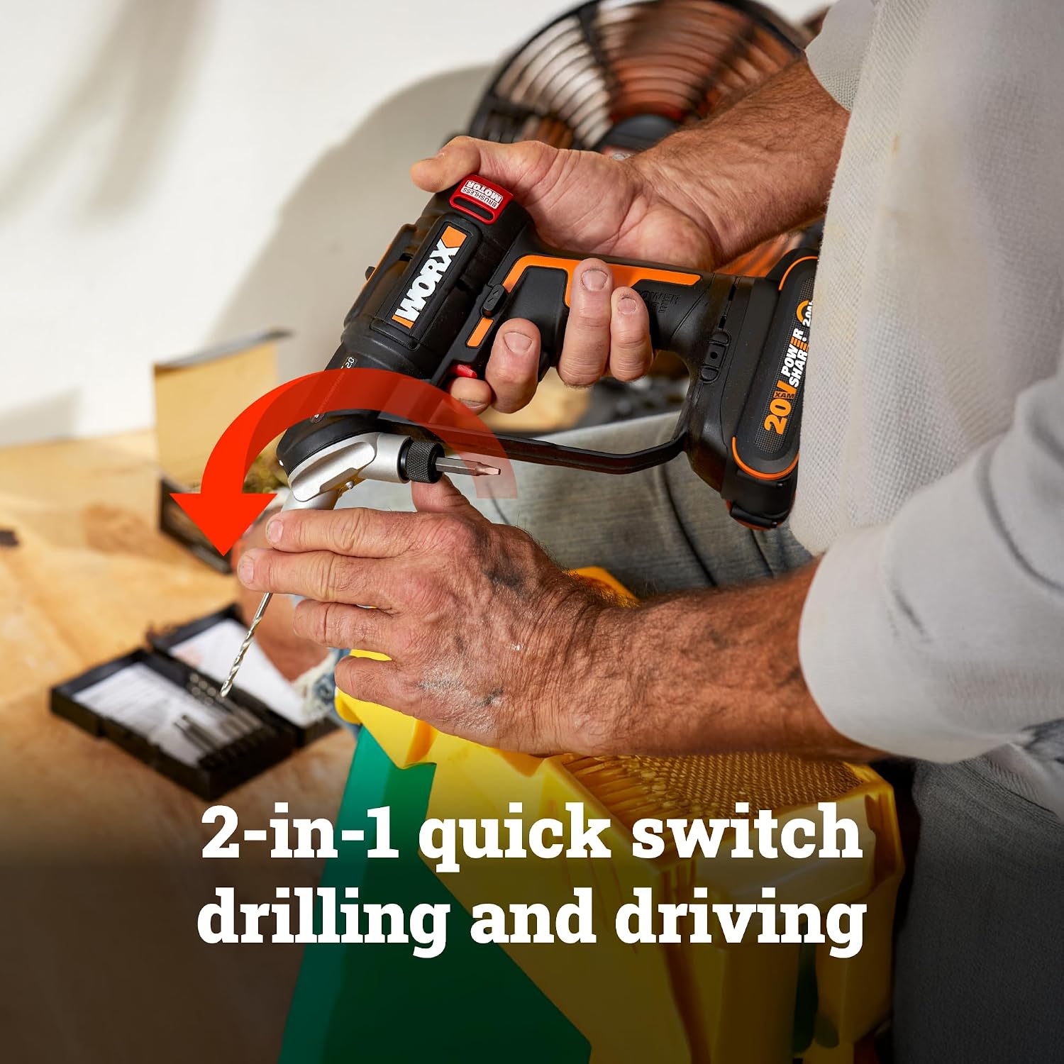 WORX WX177L.2 Cordless Drill Driver, 20V 445 in·lb Brushless Power Drill Driver, Powerful Drilling and Driving, 2-in-1 Design, 85 Bits, Battery and Charger Included, PowerShare