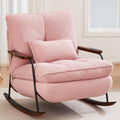 zyz Nursery Rocking Chair with Pillow, Teddy Upholstered Oversized Accent Chair Rocker Recliner, Solid Wood Frame, DIY Ottoman Footrest, Lazy Sofa for Living Room Bedroom (Teddy, Pink)