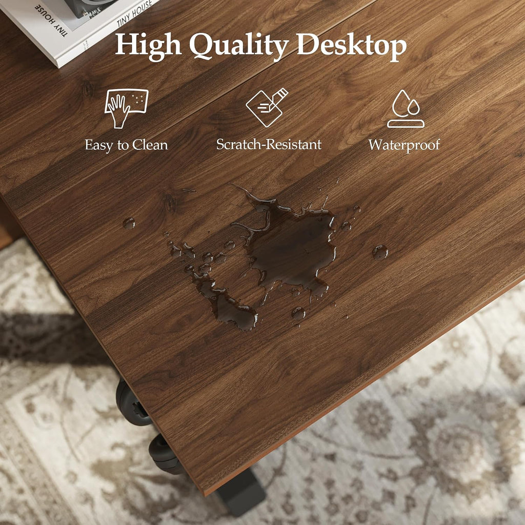 Klicelor 48 Inch Electric Standing Desk, Height Adjustable Office Desk, Sit Stand Up Computer Desk with Memory Preset, Two-Piece Desktop, Dark Walnut