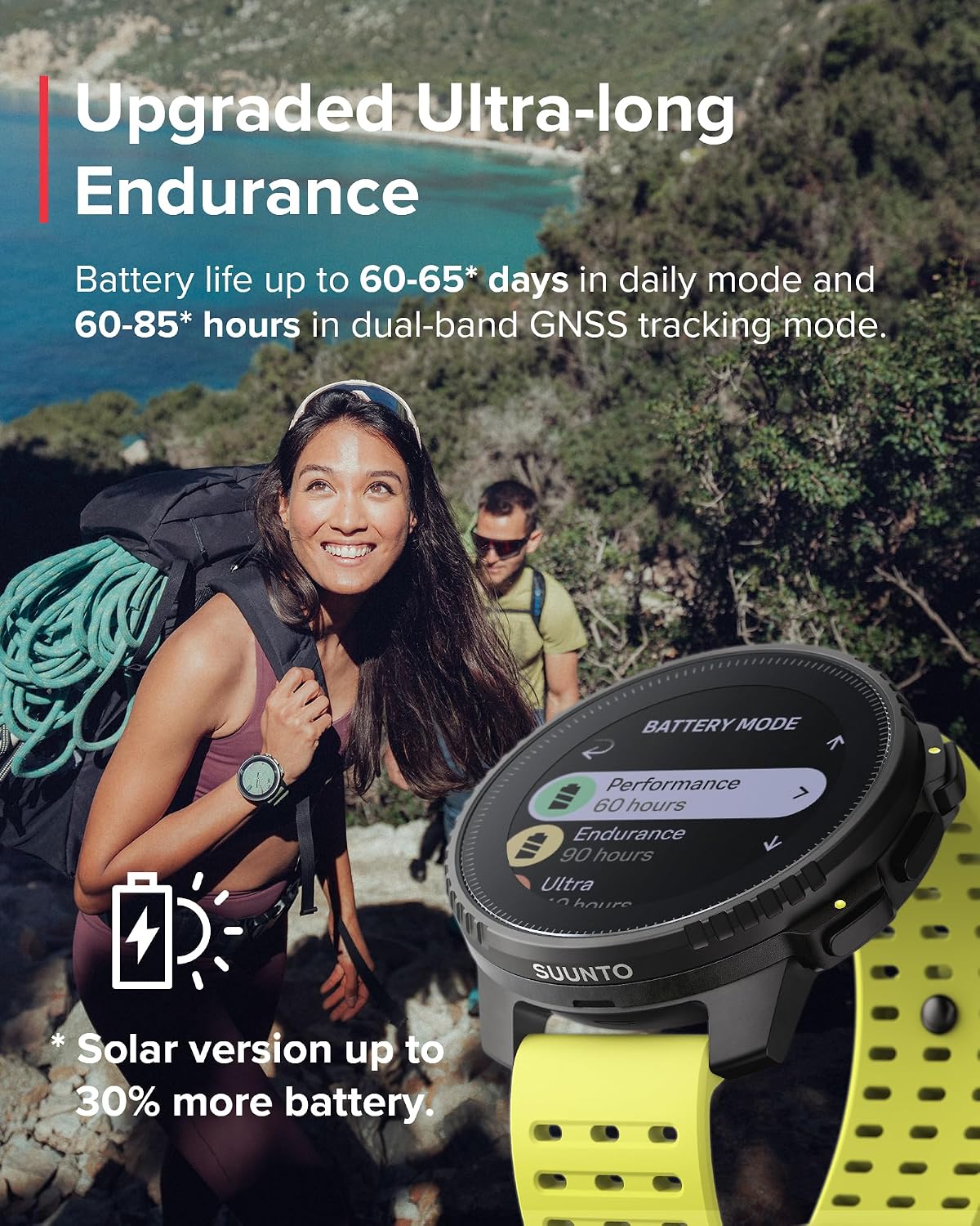 SUUNTO Vertical GPS Adventure Watch, Activity Tracker w/Dual-Band GNSS & Offline Maps, Supports 95+ Sports, Training Metrics & Recovery Insights, Solar Charging Opt. for 1yr Daily Use