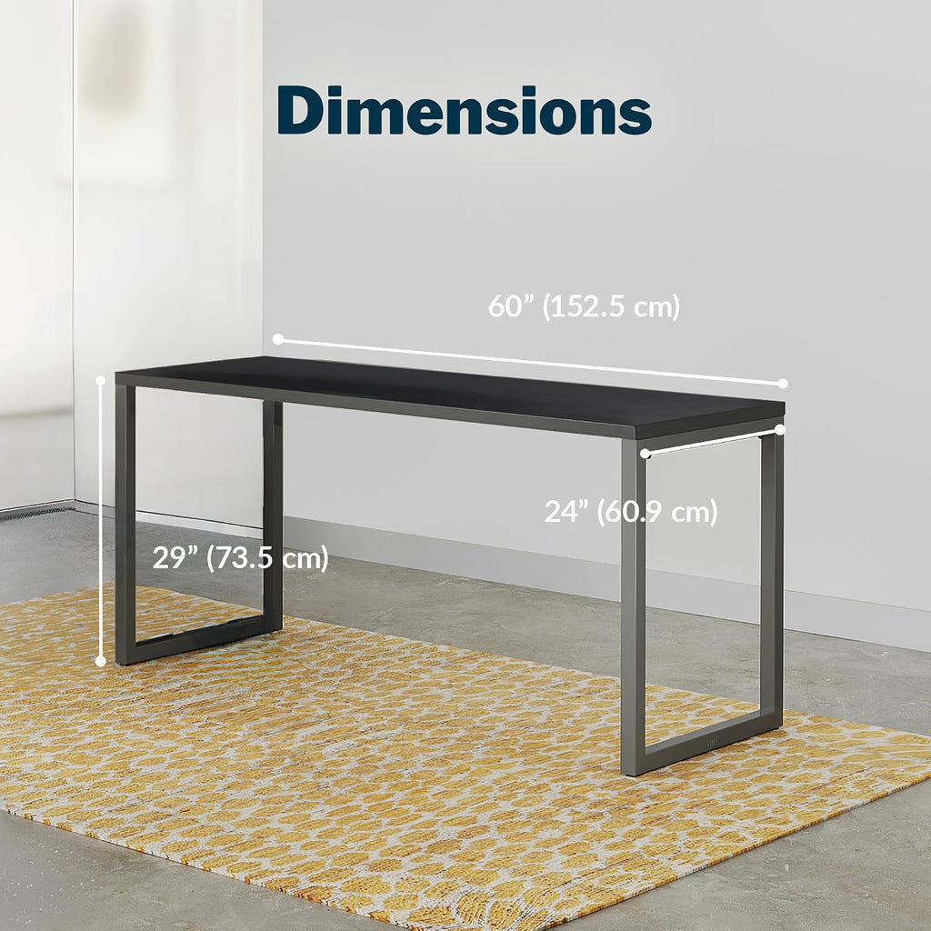 Vari Table 60x24 - Modern Computer Desk with Durable Laminate Finish and Slim Legs - Ideal for Gaming, Home, or Office - Stand-Alone Workstation or Corner Side Table - Black