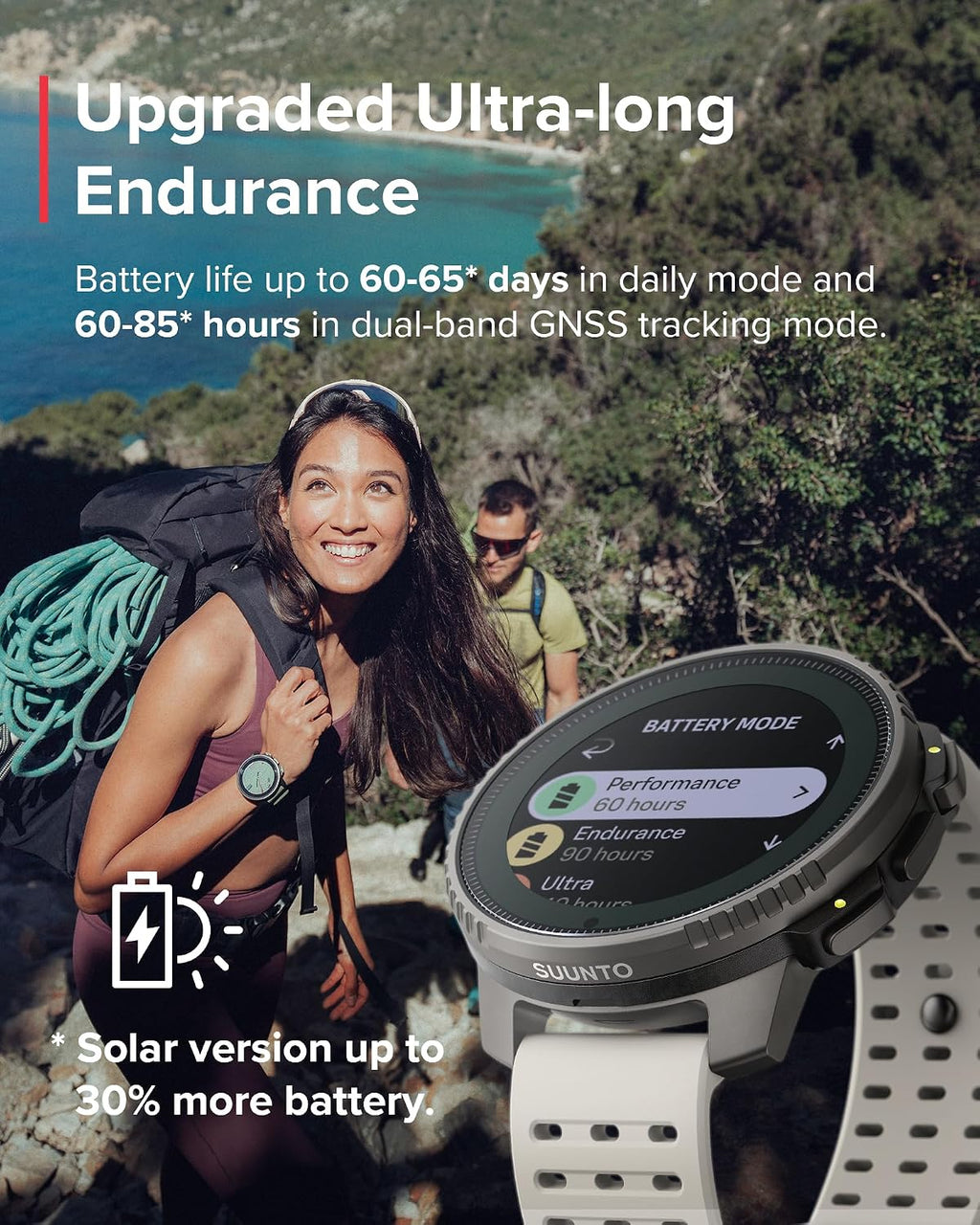 SUUNTO Vertical GPS Adventure Watch, Activity Tracker w/Dual-Band GNSS & Offline Maps, Supports 95+ Sports, Training Metrics & Recovery Insights, Solar Charging Opt. for 1yr Daily Use