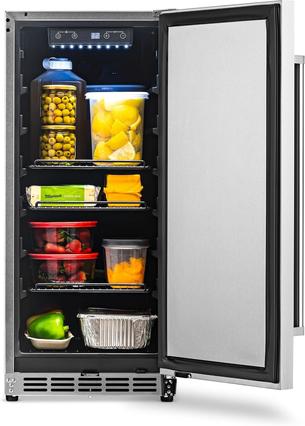 NewAir 15' Commercial Built-in or Under Counter Refrigerator | 3.2 Cu. Ft. Weatherproof Outdoor Fridge for Patio, Indoor & Commercial Use | Stainless Steel