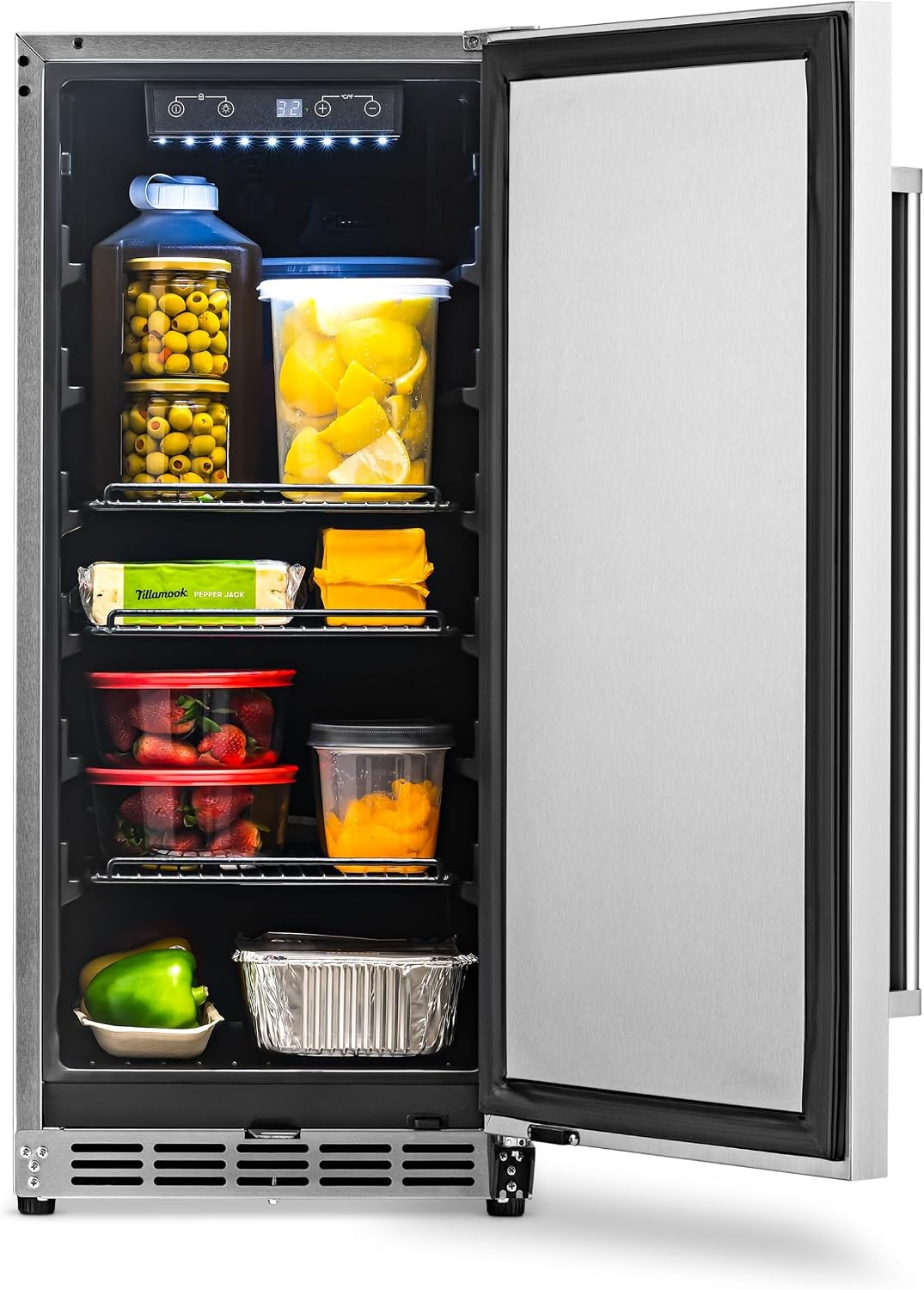 NewAir 15' Commercial Built-in or Under Counter Refrigerator | 3.2 Cu. Ft. Weatherproof Outdoor Fridge for Patio, Indoor & Commercial Use | Stainless Steel