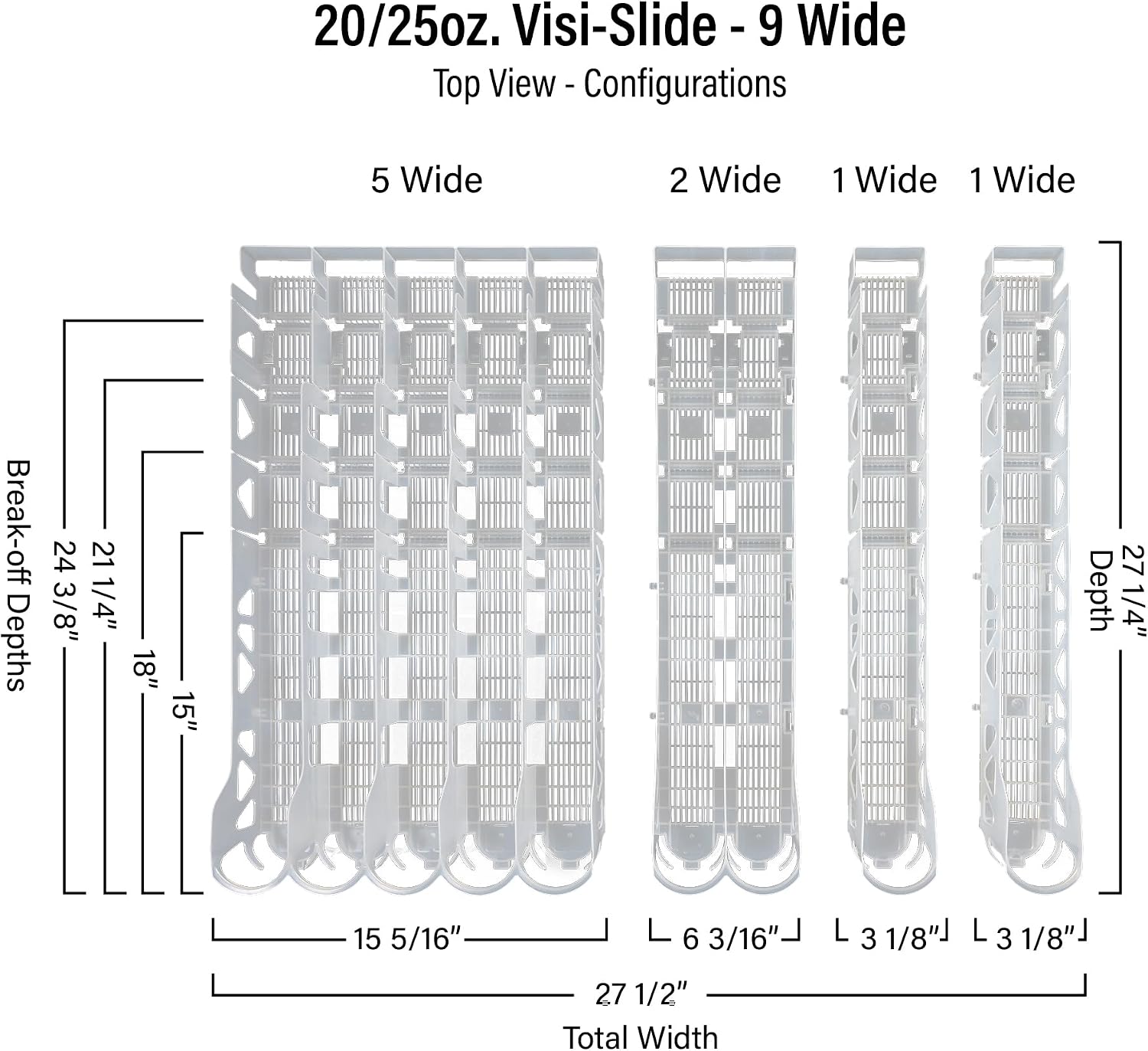 Visi-Slide 20oz Soda Beverage Dispenser - Gravity Fed Glide for Angled Shelves for Coolers, Commercial Refrigerators, Cold Vaults (Pack of 6) Drink Organizer for Cans, Bottles and More