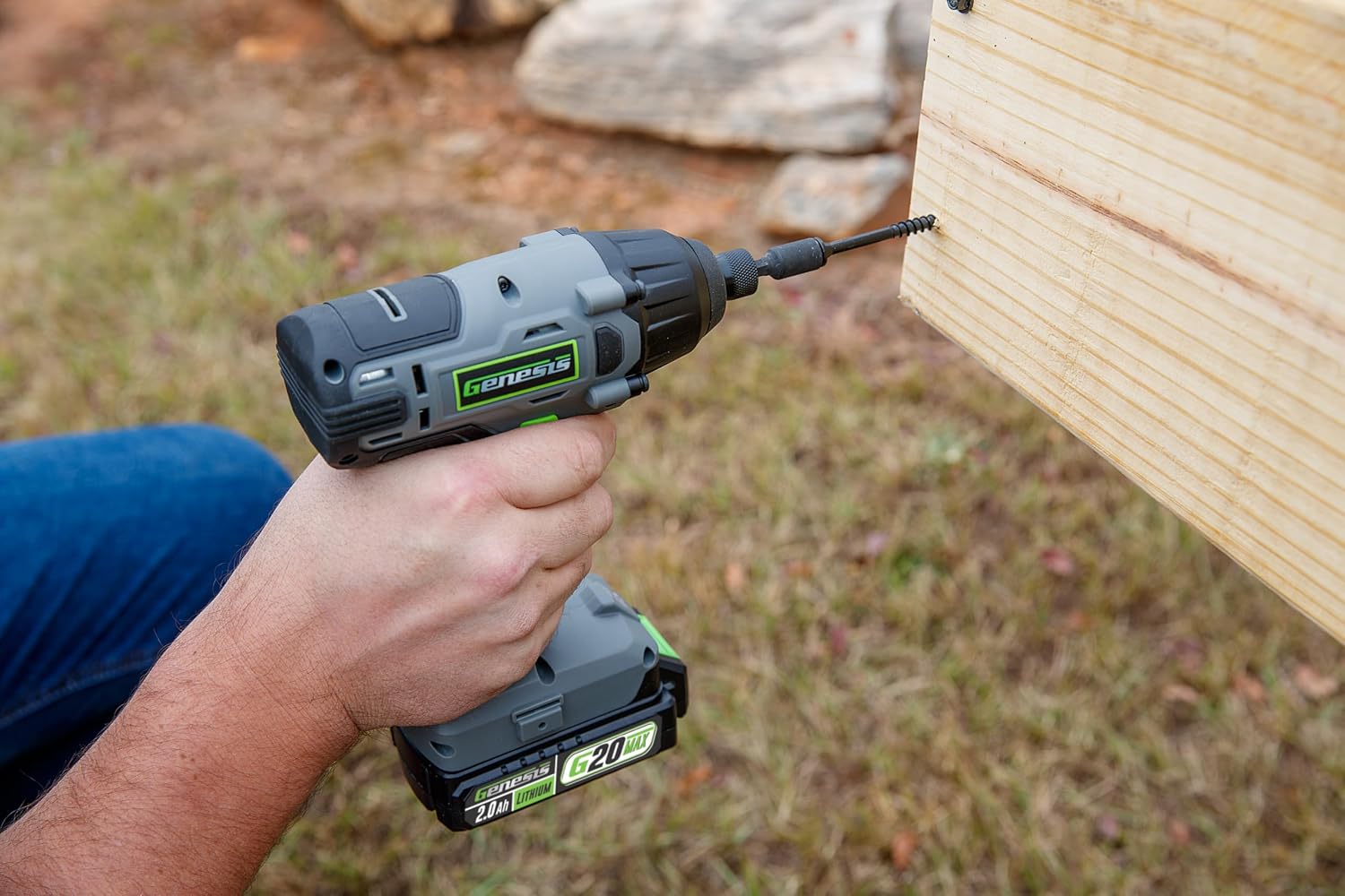 Genesis G20MAX 20V Drill/Impact Driver Combo Kit, LED Light Metal Ratcheting Chuck, 450 in-lbs drill, 1600 in-lb Impact Driver Two 2.0Ah Batteries, Charger, and Storage Bag GL20DIDKB2