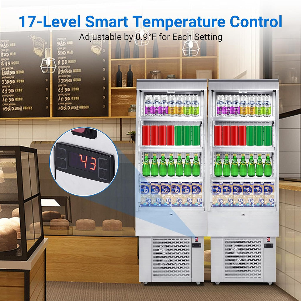 IDEALHOUSE 8.8 Cu.Ft Countertop Commercial Refrigerator Display，Glass Door Cake Fridge，LED Lighting,Adjustable Shelves，White Pastry Cooler