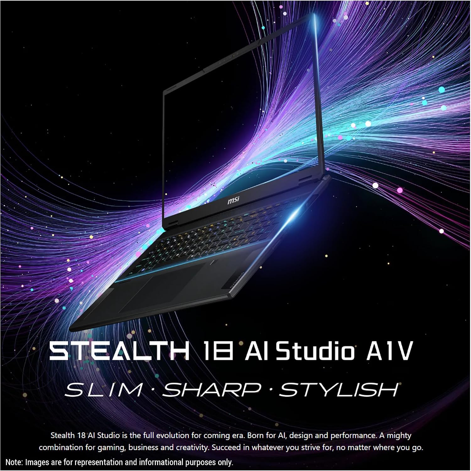 MSI Stealth 18 AI Studio Gaming Laptop, Intel Ultra 9-185H, 64 GB DDR5 RAM, 4 TB + 4 TB PCle SSD, 18' QHD+ (2560x1600) 240Hz, Nvidia G-Force RTX 4080, Backlit Keyboard, W11 Home