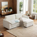 VINGLI 87' Convertible Sectional Sofa,L-Shaped Deep Seat Sofa Couch for Living Room,Modern 2-Seat Loveseat Sofa with Ottoman for Small Space(Creamy White, 87')