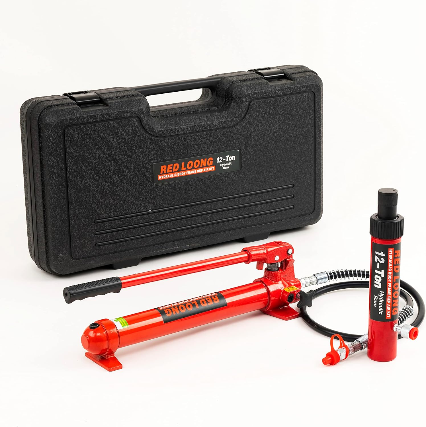 12 Ton Porta Power Hydraulic Jack Kit, Heavy Duty Hydraulic Ram & Pump Set, Auto Body Frame Repair Tool with Extension Tubes for Car, Truck & Garage