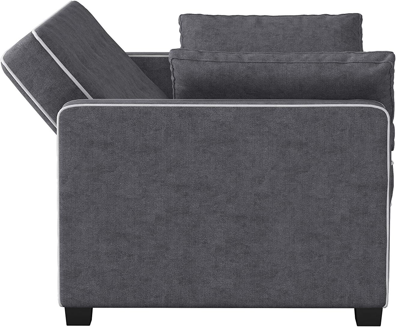 Serta Ainsley 72.6' Convertible Sleeper Sofa, Queen Size, Dreamcoil Comfort, Soft Woven Fabric, Charcoal