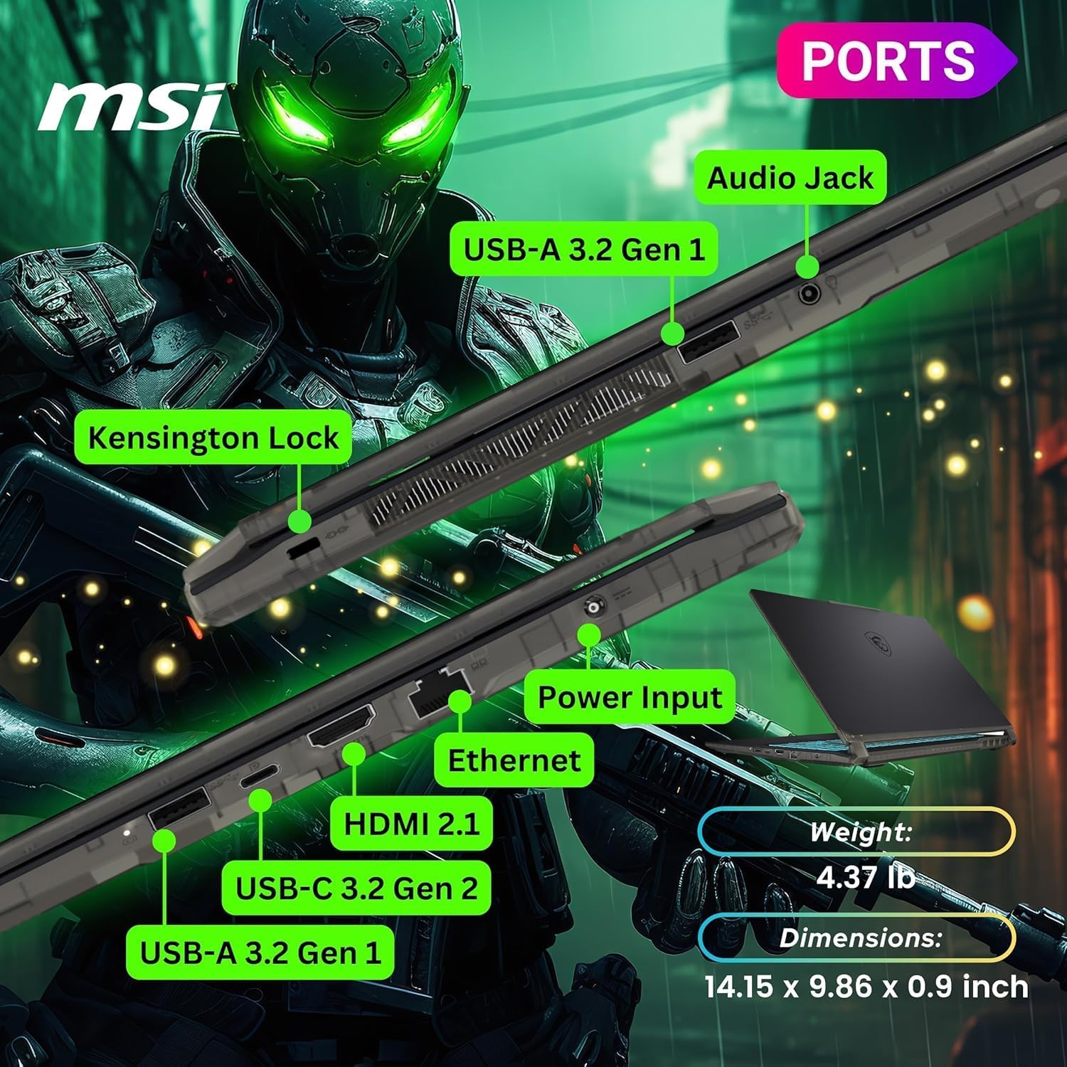 msi Cyborg 15 15.6' FHD AI Gaming Laptop Bundle – Intel Core Ultra 7 155H, RTX 4060, 144Hz IPS Display, 64GB DDR5, 512GB SSD, Windows 11 Pro, w/UAX HDMI Cable, CPS 12-Month Protection, Screen Cleaner