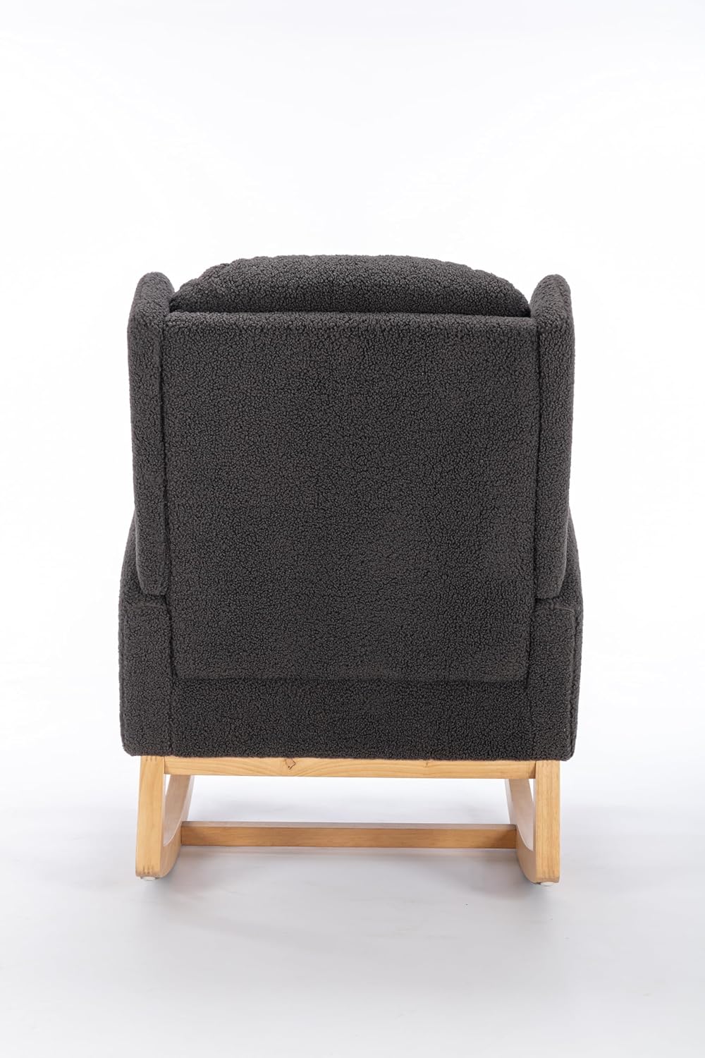 Nursery Glider Chair - Wingback Teddy Upholstered Rocking Chair with High Backrest, Ergonomic Rocker Chair for Breastfeeding & Baby Room, Modern Accent Armchair for Living Room & Bedroom, Gray
