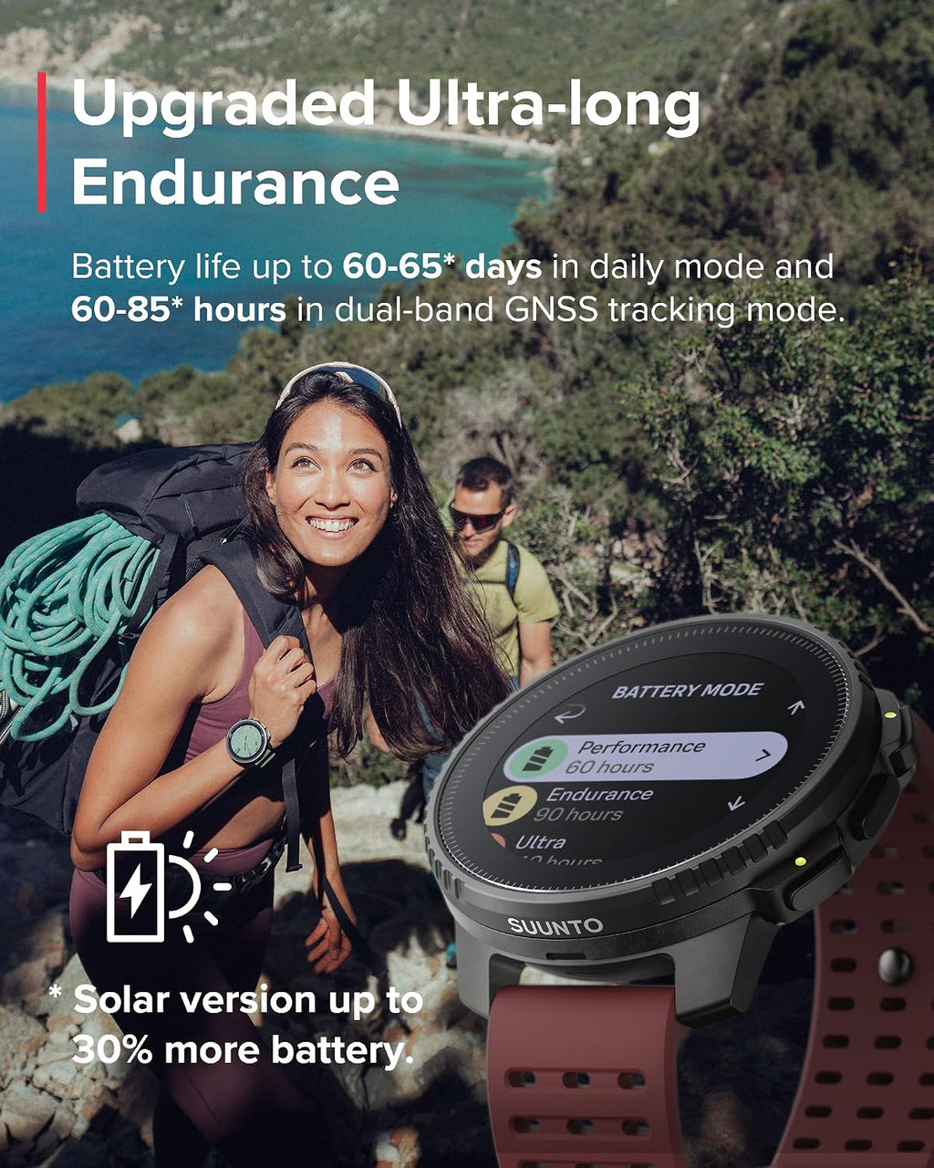 SUUNTO Vertical GPS Adventure Watch, Activity Tracker w/Dual-Band GNSS & Offline Maps, Supports 95+ Sports, Training Metrics & Recovery Insights, Solar Charging Opt. for 1yr Daily Use