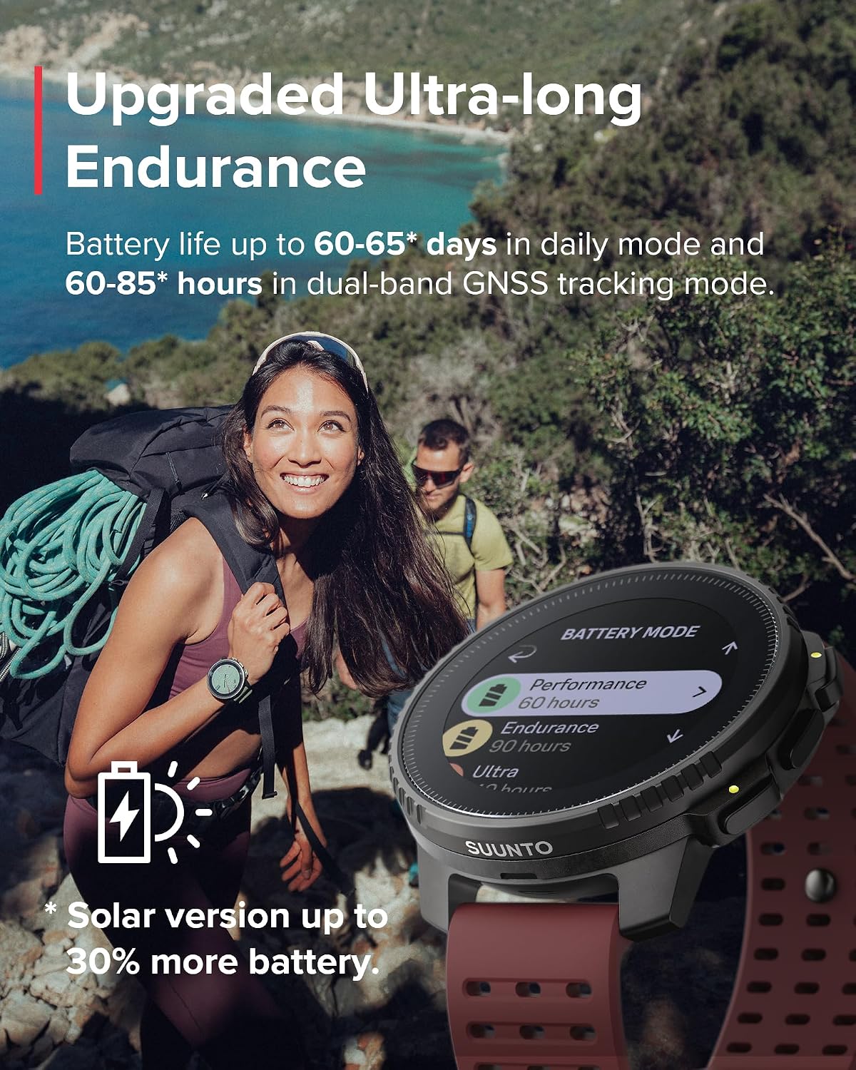 SUUNTO Vertical GPS Adventure Watch, Activity Tracker w/Dual-Band GNSS & Offline Maps, Supports 95+ Sports, Training Metrics & Recovery Insights, Solar Charging Opt. for 1yr Daily Use