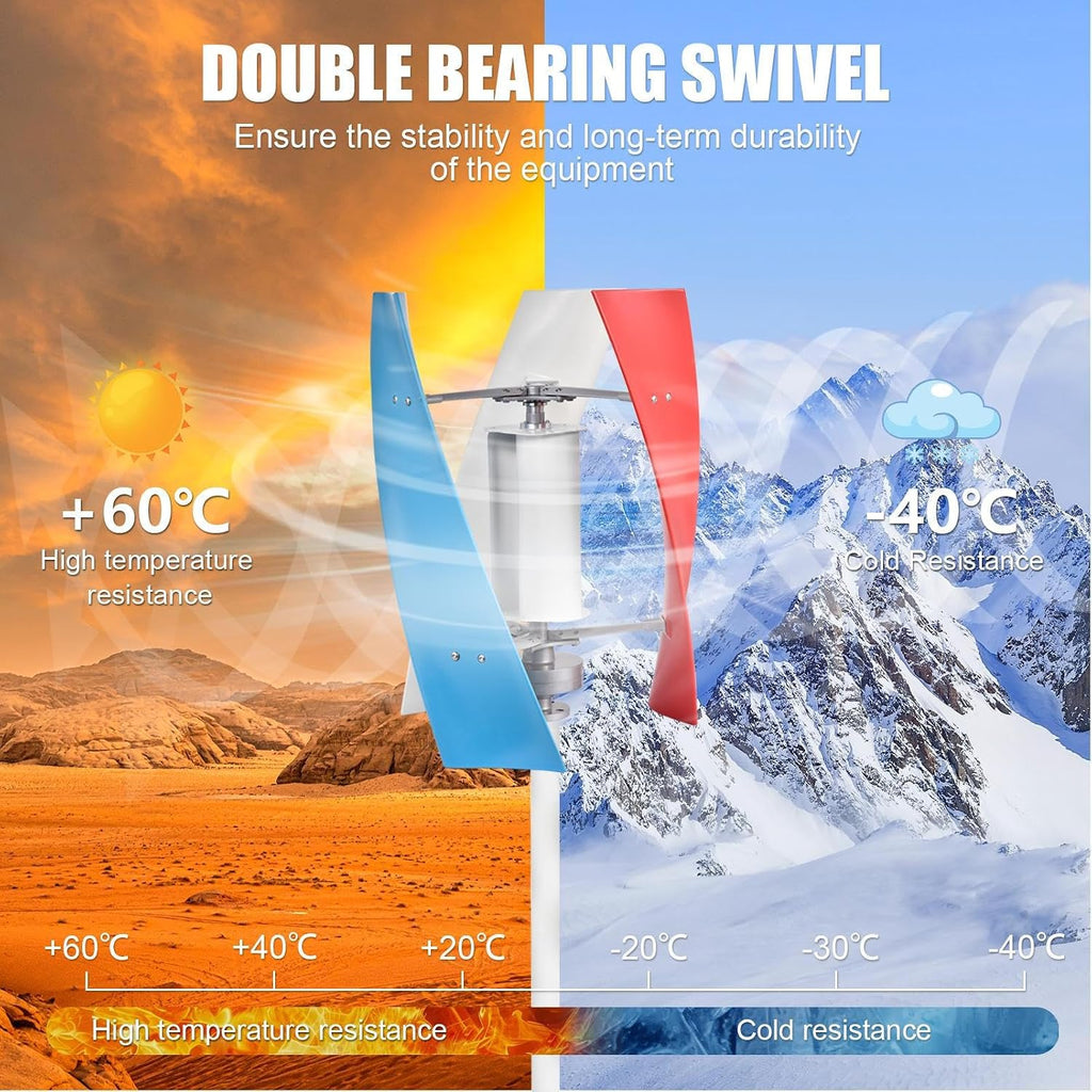 3000W Wind Turbine Generator Kit,12V Portable Vertical Helix Wind Power Turbine Generator Kit 3 Blade Winds With Controllers For Marine RV Home Industrial Energy