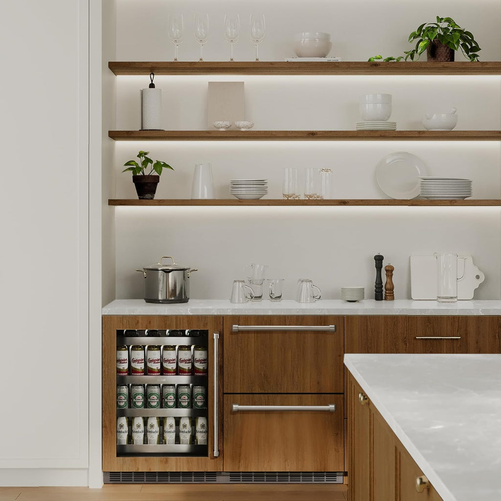Z Line Kitchen and Bath ZLINE 24 in. Touchstone 168 Can Outdoor-Rated Dual Refrigerator Drawer with Panel-Ready Doors (RDSPO-24)