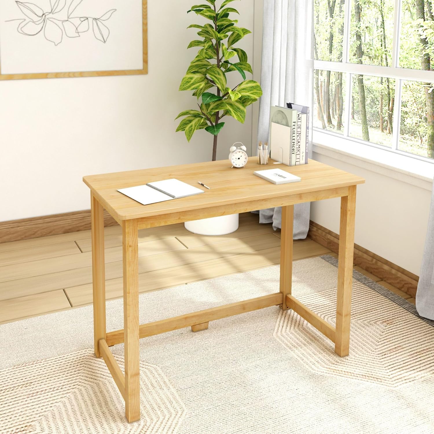 Plank+Beam Writing Desk, Simple Desk for Bedroom, Home Office Study Desk, 39 Inch, Natural