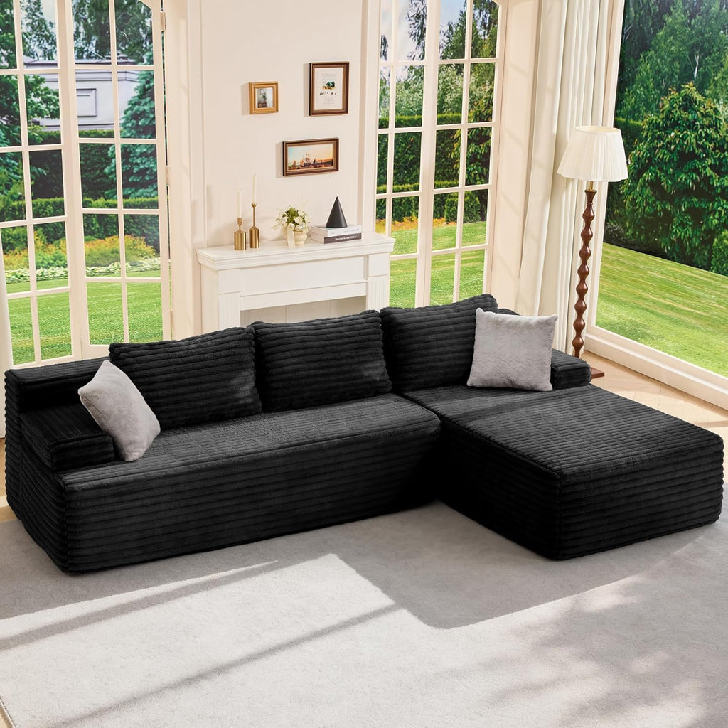 Hobestluk Modular Sectional Sofa Couches L-Shape Couch 3 Seat Modular Sofa Memory Foam Sectional Couches for Living Room, Cloud Couch with Oversized Chaise (96' Right Facing Chaise)