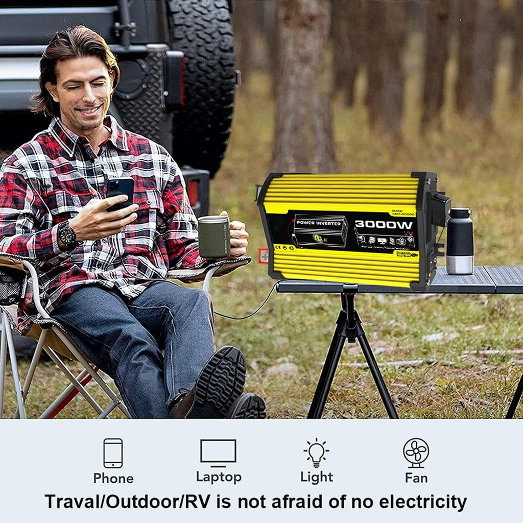 3000 Watt Solar Panel Controller and Inverter Solar Panel Kits with Adjustable Solar Panels Home Solar System Kits Fast Charge Complete Solar Panel Kits for RVs(Yellow,12V-220V)