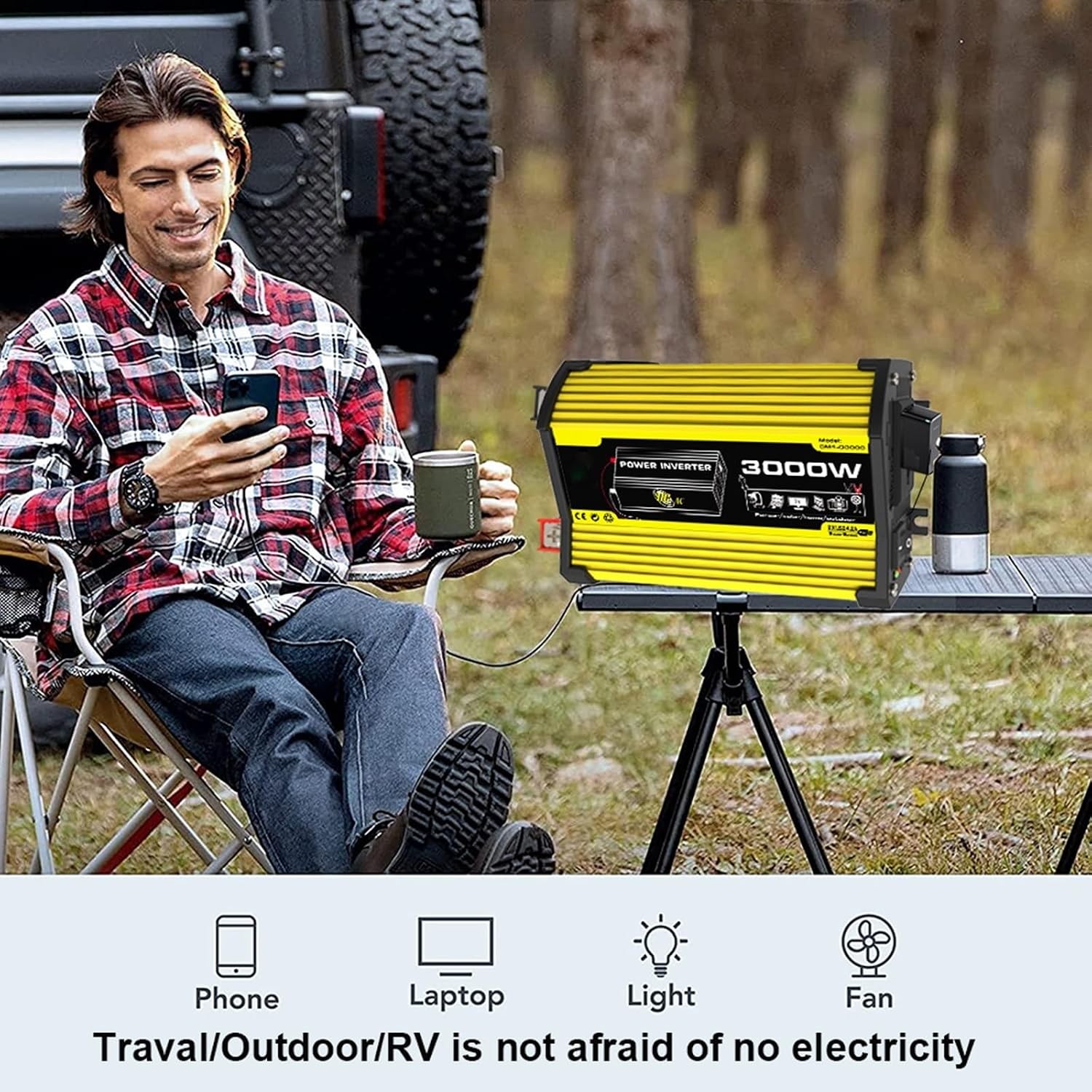 3000 Watt Solar Panel Controller and Inverter Solar Panel Kits with Adjustable Solar Panels Home Solar System Kits Fast Charge Complete Solar Panel Kits for RVs(Yellow,12V-220V)