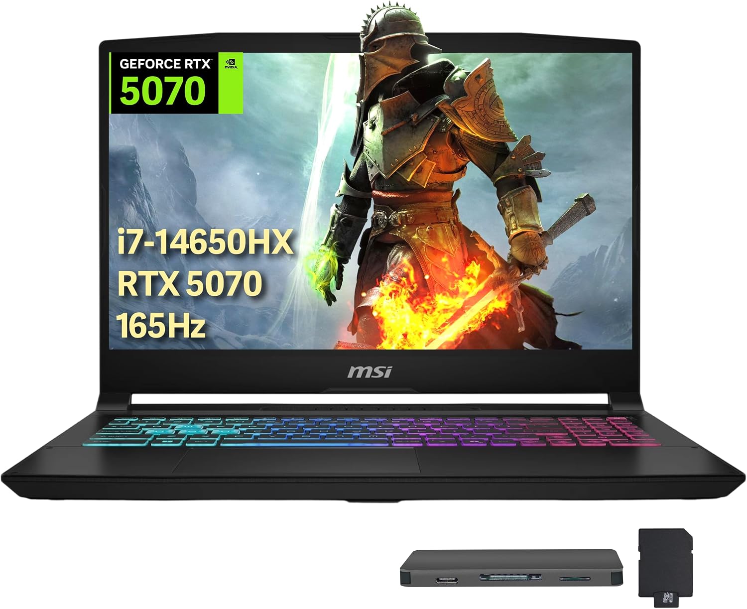 msi Katana 15.6' QHD 165Hz Gaming Laptop, Intel i7-14650HX, ‎NVIDIA GeForce RTX 5070, 64GB DDR5 RAM, 2TB SSD, 4-Zone RGB Backlit Keyboard, Cooler Boost 5, Win 11, Black, 1TB Docking Station Set