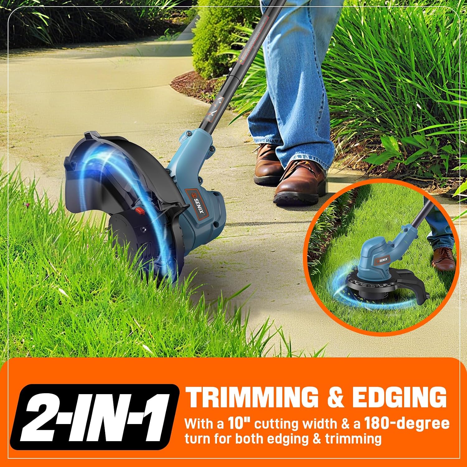 SENIX X2 20 Volt Max* 2-Piece Cordless Power Tool Combo Kit with Battery Powered 10-Inch String Trimmer and Variable Speed Leaf Blower, Includes 4.0 Ah Battery & Charger (S2K2B1-03)