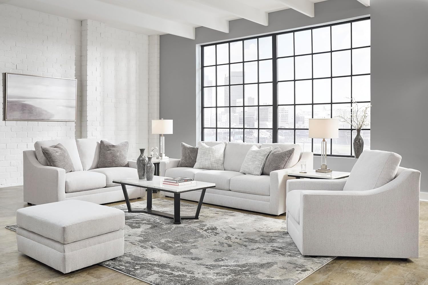 Signature Design by Ashley Maitelynn Contemporary Upholstered Chair with Non-Skid Legs, White