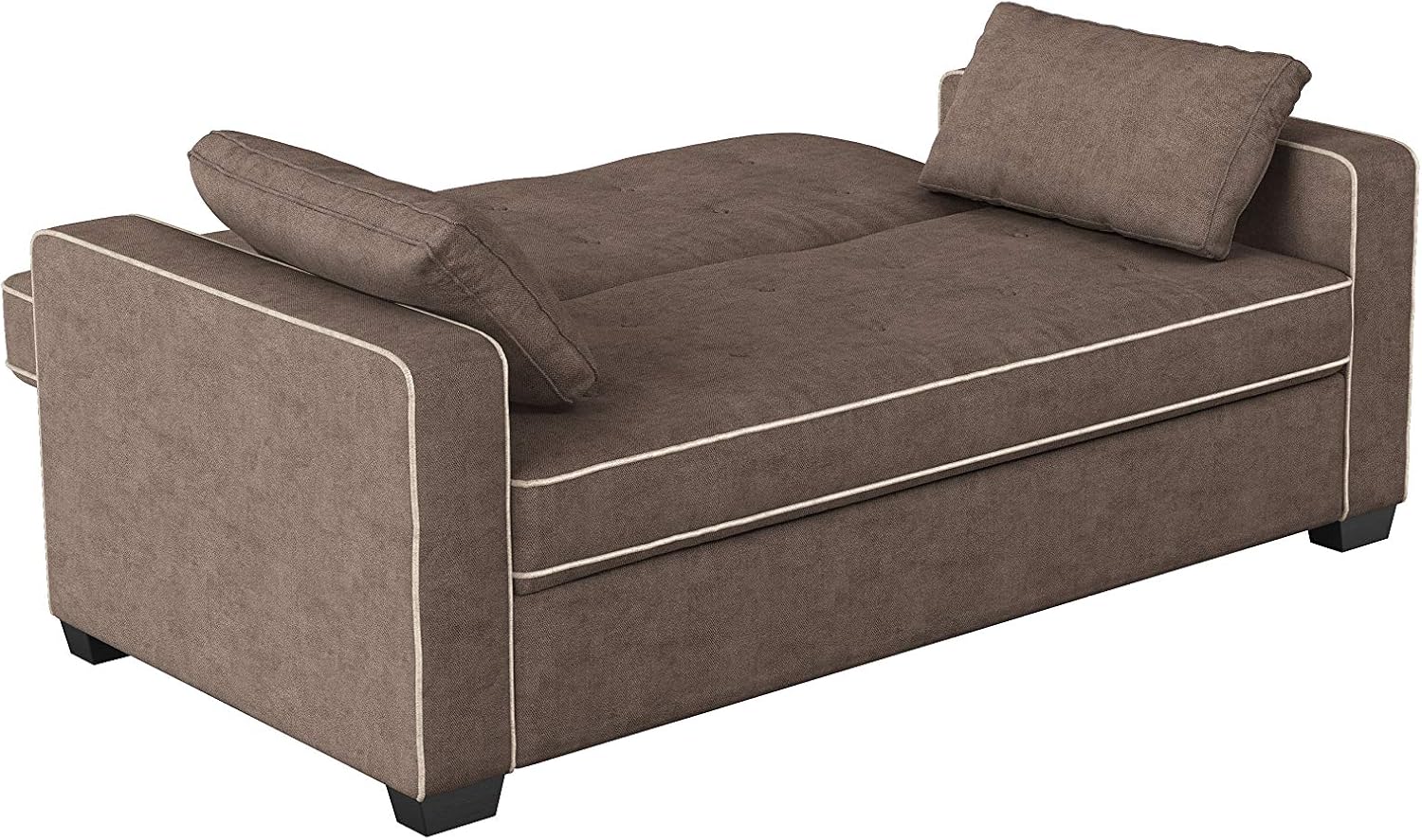 Serta Ainsley 72.6' Convertible Sleeper Sofa, Queen Size, Dreamcoil Comfort, Soft Woven Fabric, Java