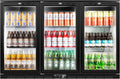 Tylza Back Bar Cooler With 3 Glass Doors, 312L Under Counter Back Bar Refrigerator with LED Lighting, Safety Locks, Counter Height Bar Beverage Cooler for Beer, Soda Drinks, Wine, Black