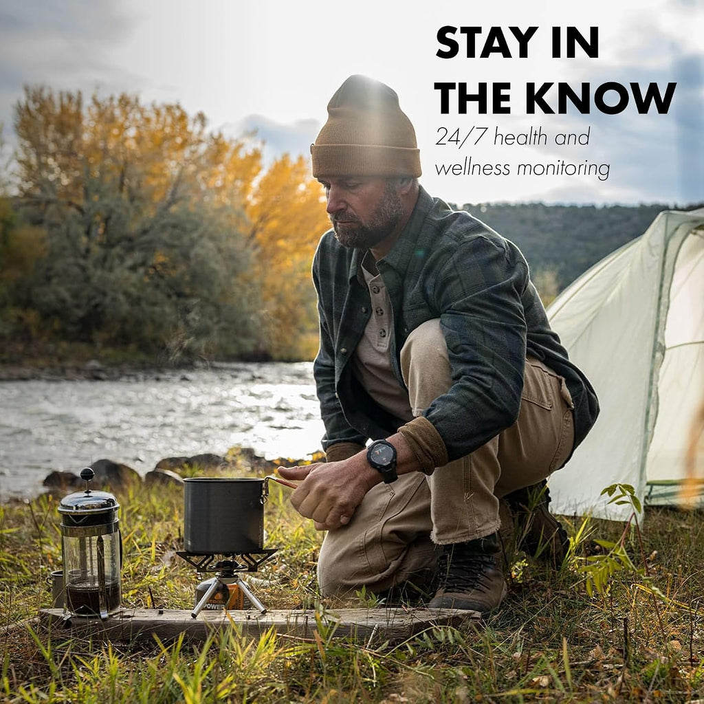 Garmin Instinct 3 Solar Rugged GPS Smartwatch, 50 mm Case, Unlimited Battery with Solar Charging, Multi-Band GPS, Built-in Flashlight, Whitestone with Black/Bolt Blue Band (Supernova Collection)