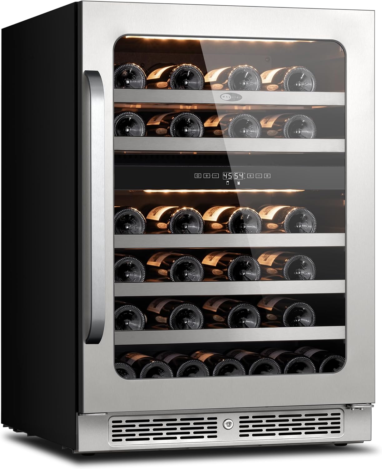 Whynter 46 Bottle Wine Cooler Refrigerator, 24 Inch Wine Fridge Dual Zone, 40-65°F Wine Refrigerator, 3 LED Wine Cellar Glass Door, Built-in or Freestanding for Home Bar Kitchen Office(5.65 cu.ft)