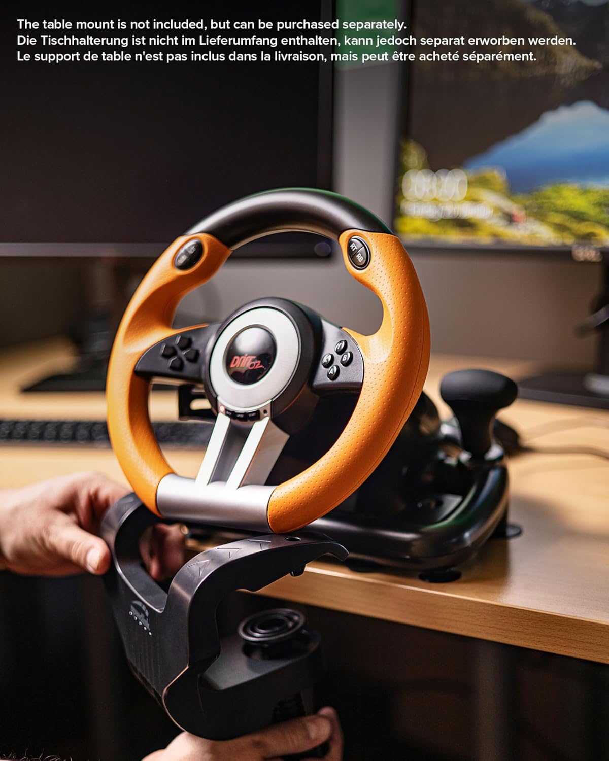 Speedlink DRIFT O.Z. Racing Wheel - USB Gaming Lenkrad fr PC, Schwarz-Orange (Kompatibel mit Windows XP - Pedale fr Gas & Bremse)