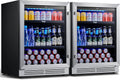 Yeego 24-Inch Built-In Beverage Refrigerator (2 Pack) Spacious Drink Cooler with Glass Door, Auto Defrost Beverage & Wine Fridge for Cans and Bottles, Suitable for Under-Counter or Freestanding Use