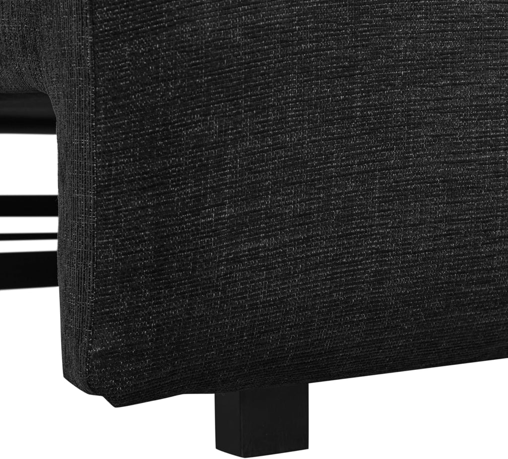 Serta Glendale 90.2' Queen Size Wall-Hugging Convertible Sofa, Dreamcoil Comfort, Chenille Fabric, Black