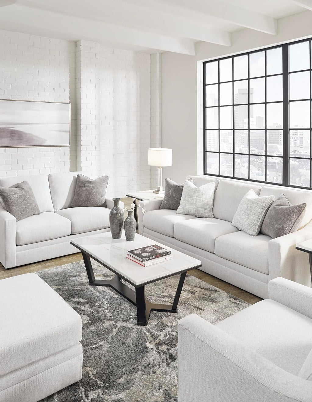 Signature Design by Ashley Maitelynn Contemporary Upholstered Chair with Non-Skid Legs, White