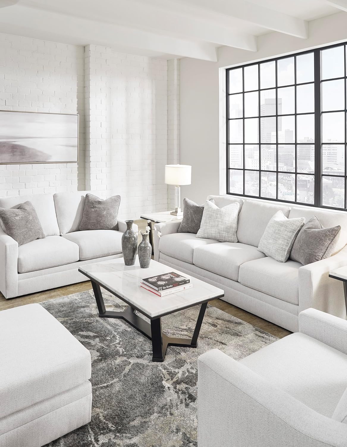 Signature Design by Ashley Maitelynn Contemporary Upholstered Chair with Non-Skid Legs, White