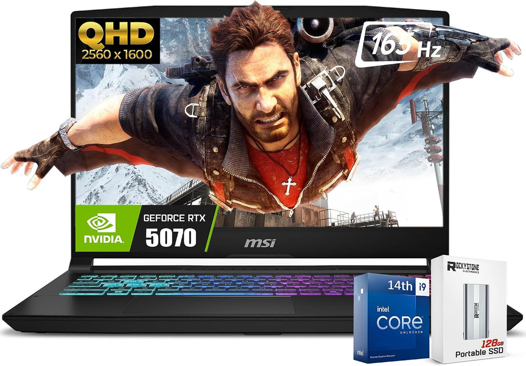 MSI Katana HX Gaming Laptop, 15.6' 165Hz QHD+ IPS Display, 24-core i9-14900HX (UP to 5.8 GHz, GeForce RTX 5070, AI&VR Ready, Copilot+ PC, RGB Backlit Keyboard, Win11, Black(32GB DDR5 RAM | 1TB SSD)