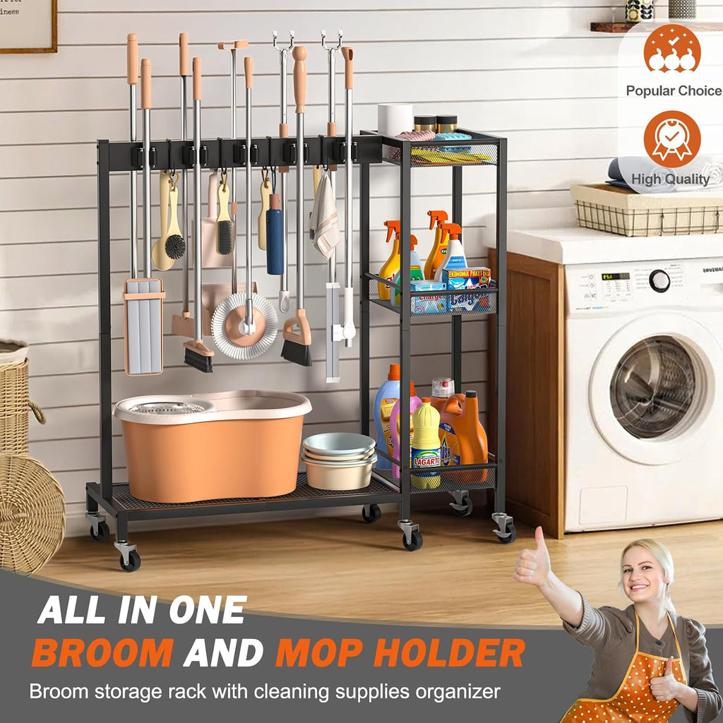 Vacuum Stand for Dyson and Broom Storage Cart