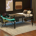 Linique Full Size Gaming Loft Bed with Desk, LED and Staircase, Metal Bed Frame with Vented Mesh Undercarriage Storage, Black