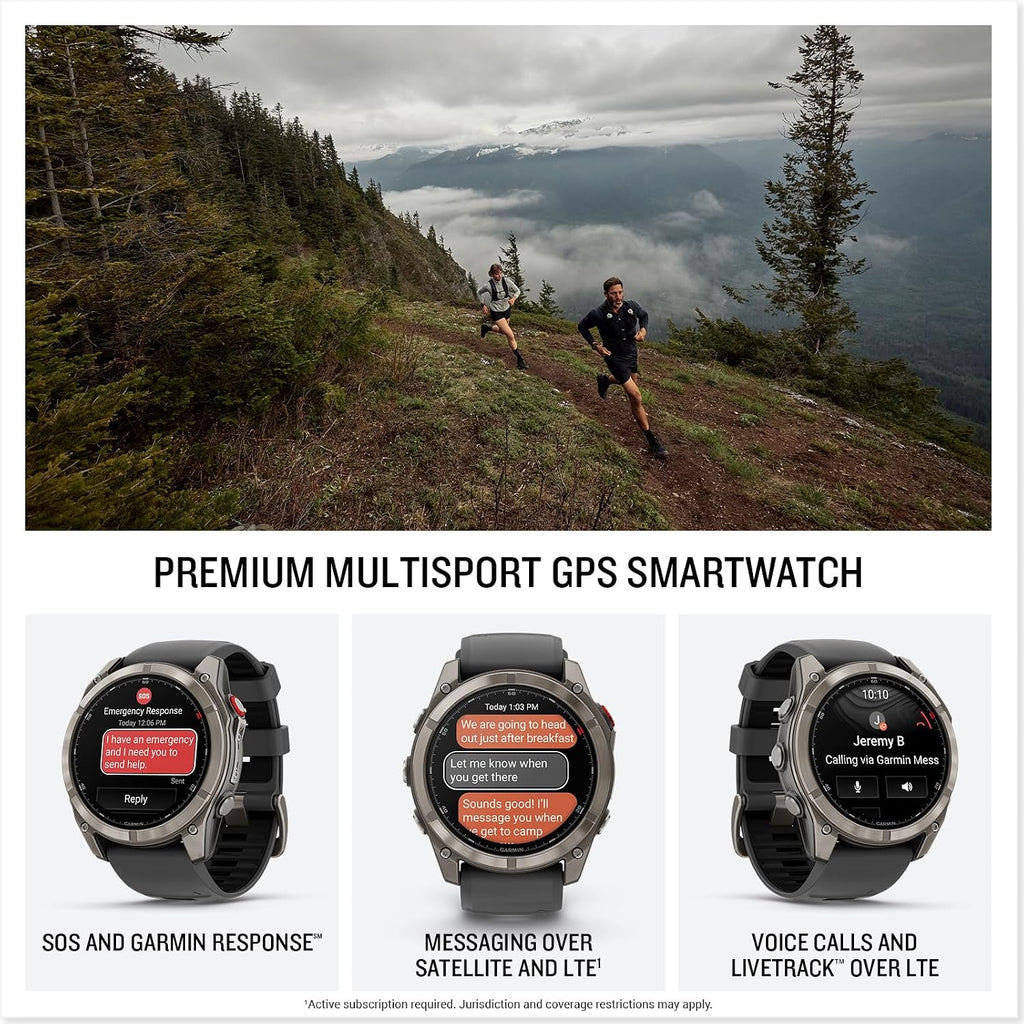 PlayBetter Garmin Fenix 8 Pro AMOLED Sapphire (51mm, Titanium/Graphite) Multisport GPS Smartwatch Bundle - 1.4' Touchscreen, inReach Technology Wireless Running Earbuds