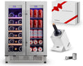 Cobalance 24 Inch Dual Zone Wine and Beverage Refrigerator-72 Cans and 20 Bottles Cooler, & Single Bottle Wine Chiller,Built-in or Freestanding Fridge for Beer, Soda, Drinks, Home,