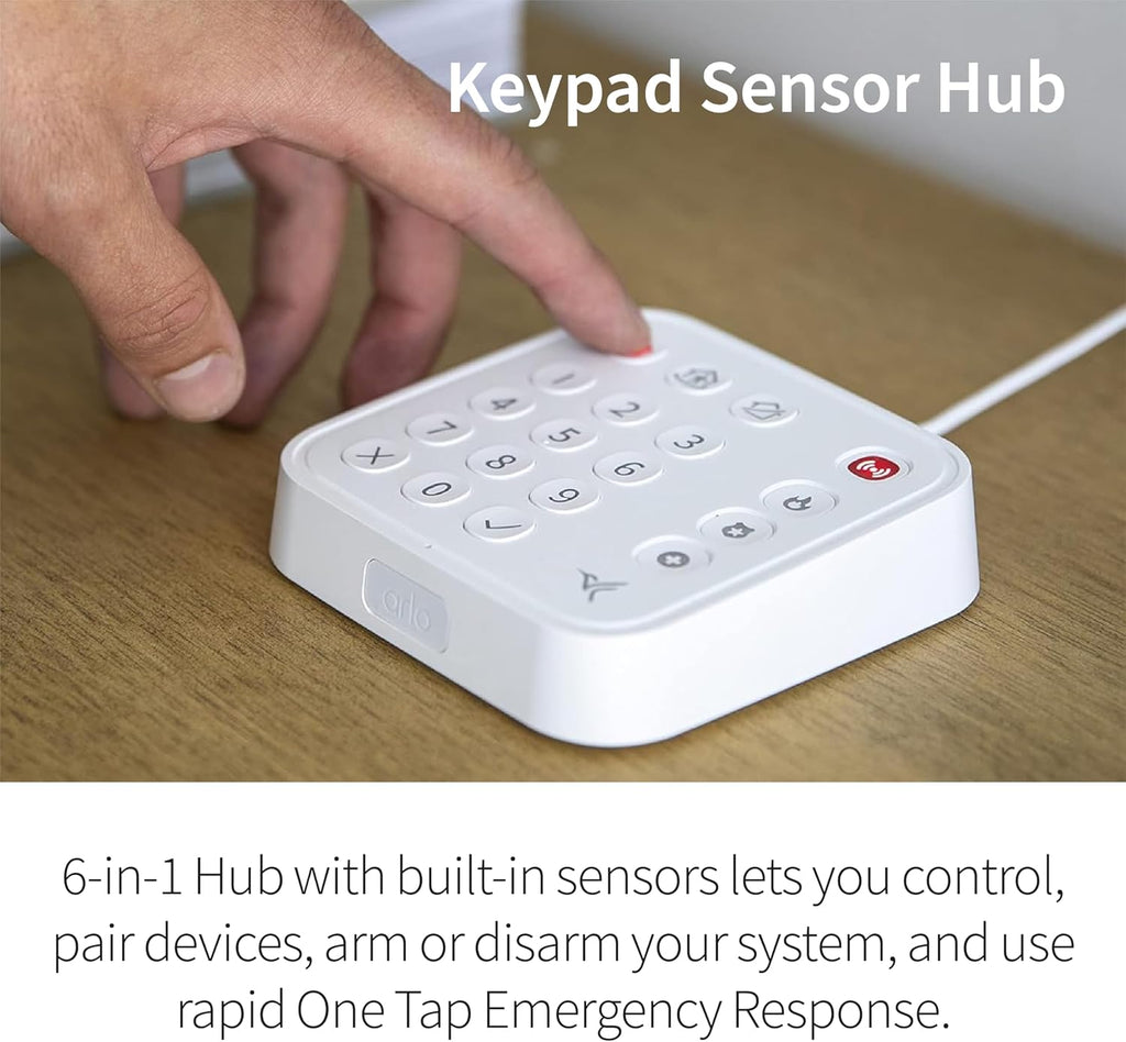 Home Security System - Wired Keypad Sensor Hub, (2) 8-in-1 Sensors, 24/7 Professional Monitoring + Indoor 2K (1 Cam + Outdoor 2K (1 cam) Bundle - No Contract Required, Alarm System for Home Security