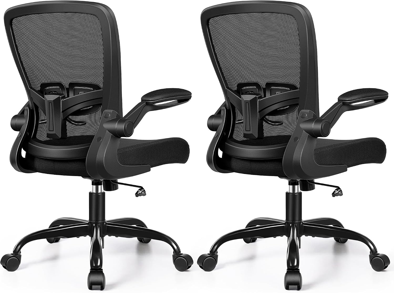 FelixKing Office Chair, Ergonomic Desk Chair with Adjustable Height and Lumbar Support Swivel Lumbar Support Desk Computer Chair with Flip up Armrests for Conference Room (Black),Pack of 2