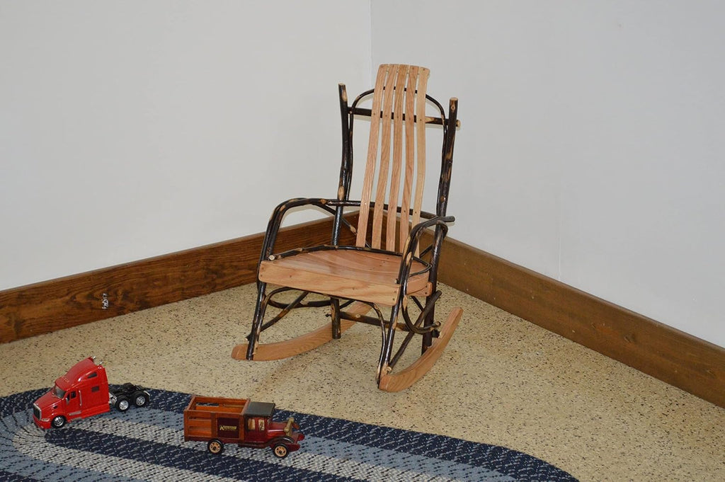 Amish-Made Small Natural-Stained Oak and Hickory Kids Rocking Chair