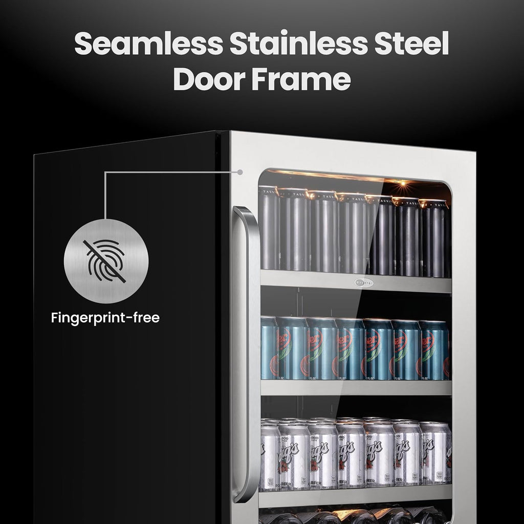 Whynter BSR-140SB 24 inch Built-ln 140 Cans Undercounter Stainless Steel Beverage Fridge with Reversible Door, Digital Control, Lock, and Carbon Filter
