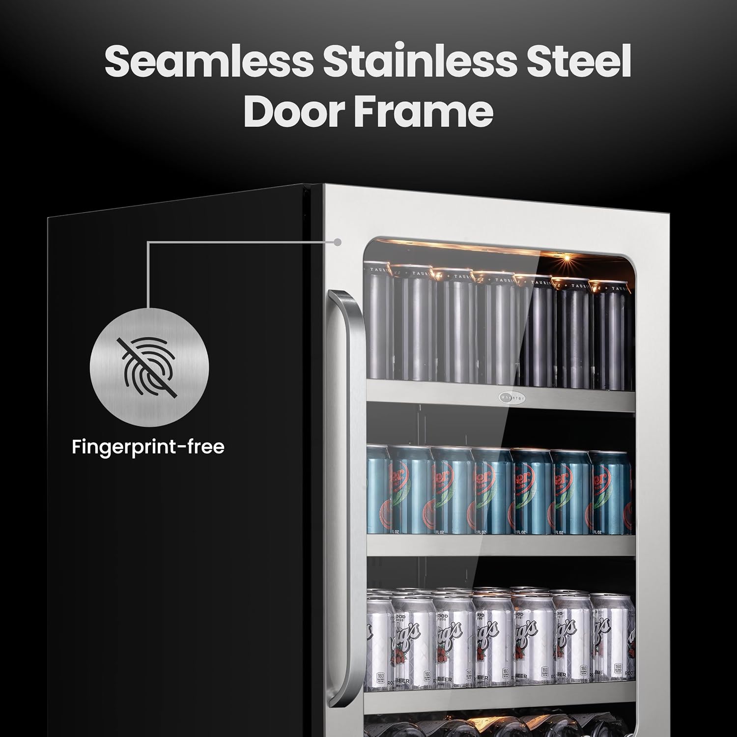 Whynter BSR-140SB 24 inch Built-ln 140 Cans Undercounter Stainless Steel Beverage Fridge with Reversible Door, Digital Control, Lock, and Carbon Filter