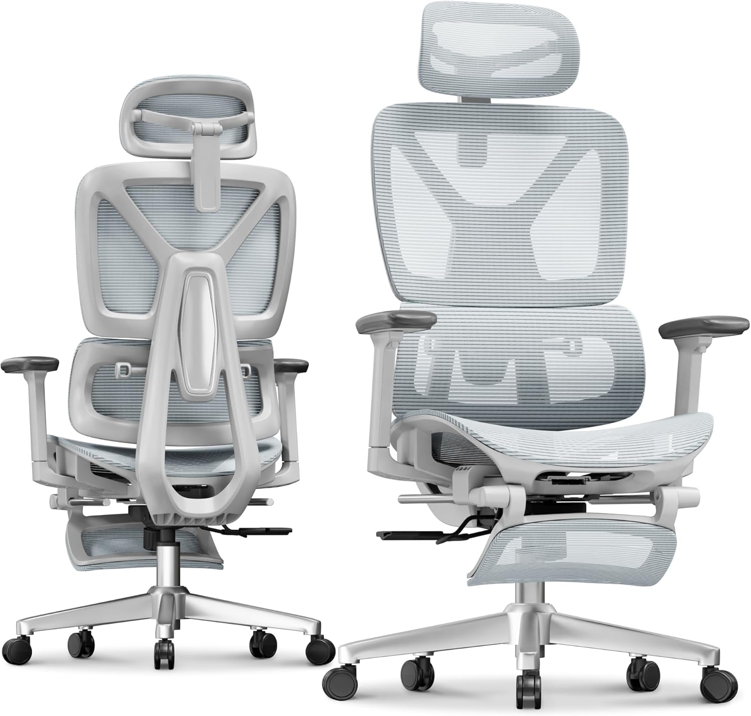 FLEXISPOT ErgoX Premium Ergonomic Office Chair with Footrest - Adjustable 3D Armrests, Dynamic Lumbar Support, Recline & Tilt Function, Mesh Seat, for Home & Office Use, Blue