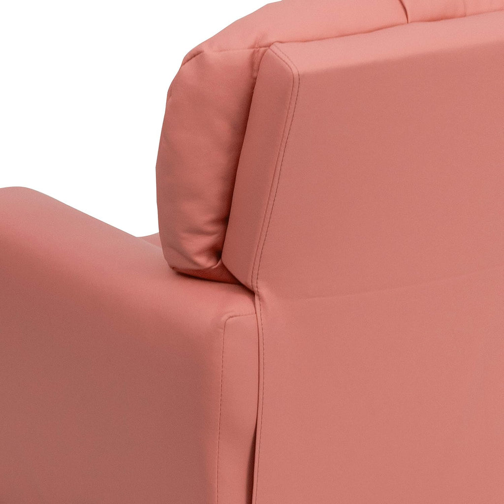 EMMA + OLIVER Pink Vinyl Kids Recliner with Cup Holder